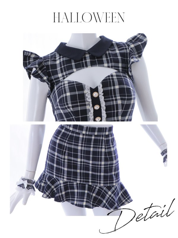 画像24: 【SALE!】【即日発送】【ハロウィン】 チェックバニーセットアップ  【コスプレ6点セット】【XS-Lサイズ/2カラー】[OF04]