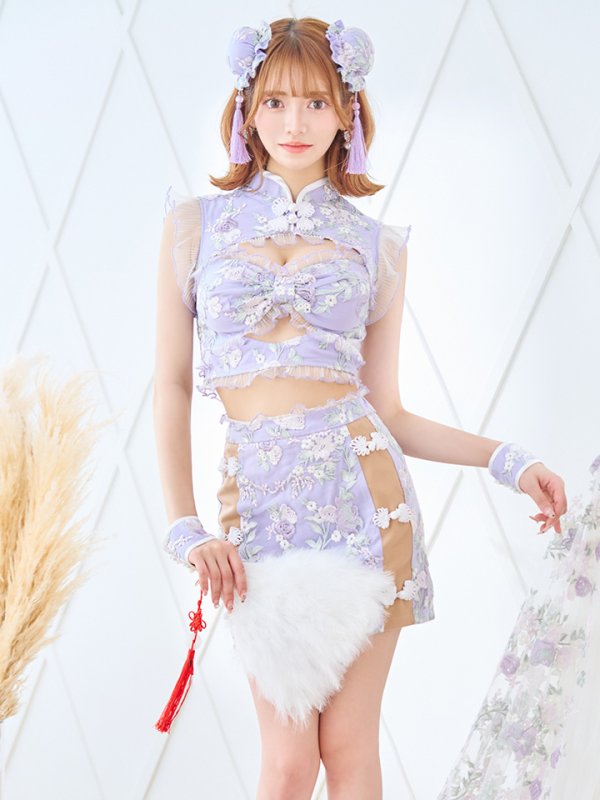 画像4: 【即日発送】【ハロウィン】リボンチャイナミニセットアップ【コスプレ4点セット】【XS-Mサイズ/3カラー】(SE01YN)[OF04]