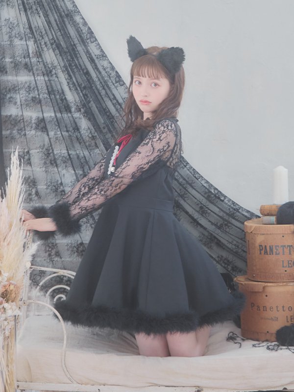画像2: 【即日発送】【ハロウィン】 レースブラックキャット  / 黒猫【コスプレ2点セット】【S-XLサイズ/1カラー】[YMT]