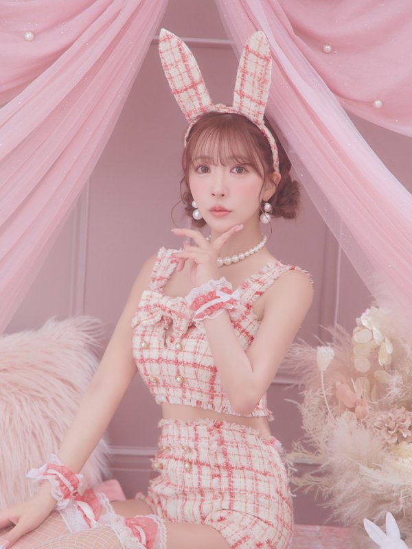 画像11: 【SALE!!】【即日発送】【ハロウィン】ツイードバニーリボンセットアップ（パンツ）【コスプレ6点セット】 【XS-Mサイズ/2カラー】[OF04]