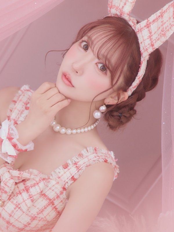 画像14: 【SALE!!】【即日発送】【ハロウィン】ツイードバニーリボンセットアップ（パンツ）【コスプレ6点セット】 【XS-Mサイズ/2カラー】[OF04]