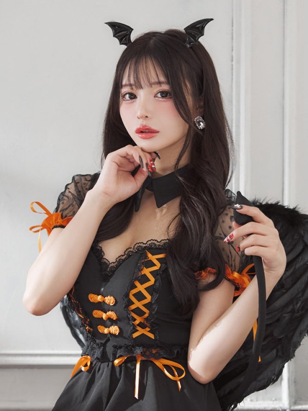 画像12: 【SALE!!】【即日発送！】【ハロウィン】レースアップデビルスカートセットアップ 【コスプレ6点セット】[HC03-H]