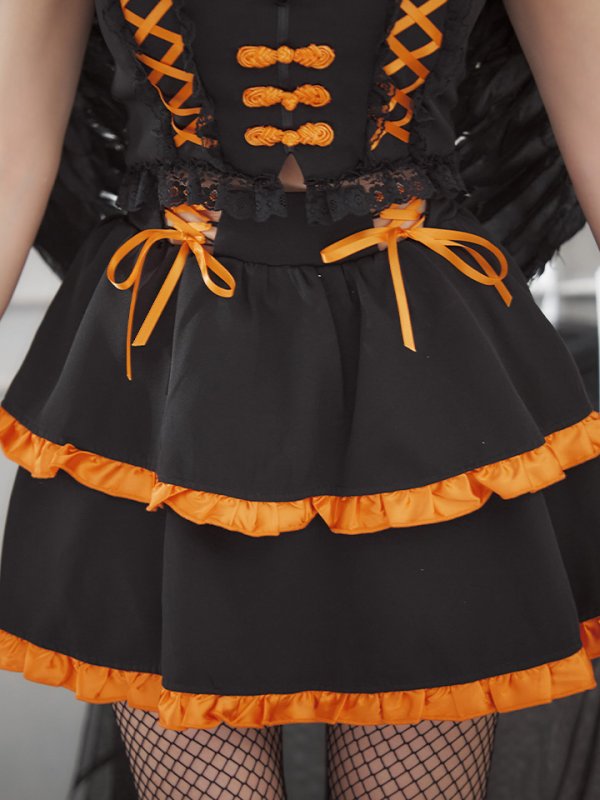 画像16: 【SALE!!】【即日発送！】【ハロウィン】レースアップデビルスカートセットアップ 【コスプレ6点セット】[HC03-H]