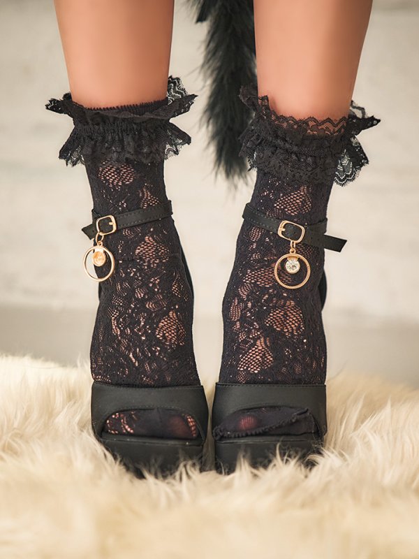 画像11: 【SALE!!】【即日発送！】【ハロウィン】 黒猫シアーレースワンピース 【コスプレ5点セット】 【S-XLサイズ/1カラー】[OF04]