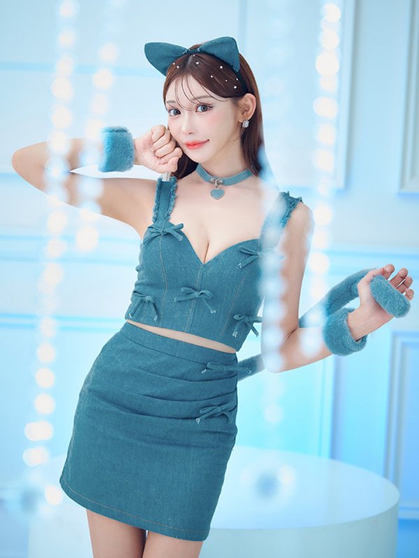 画像3: 【SALE!!】【即日発送！】【ハロウィン】 キャットデニムセットアップ 【コスプレ6点セット】 【XS-Lサイズ/1カラー】[OF04]