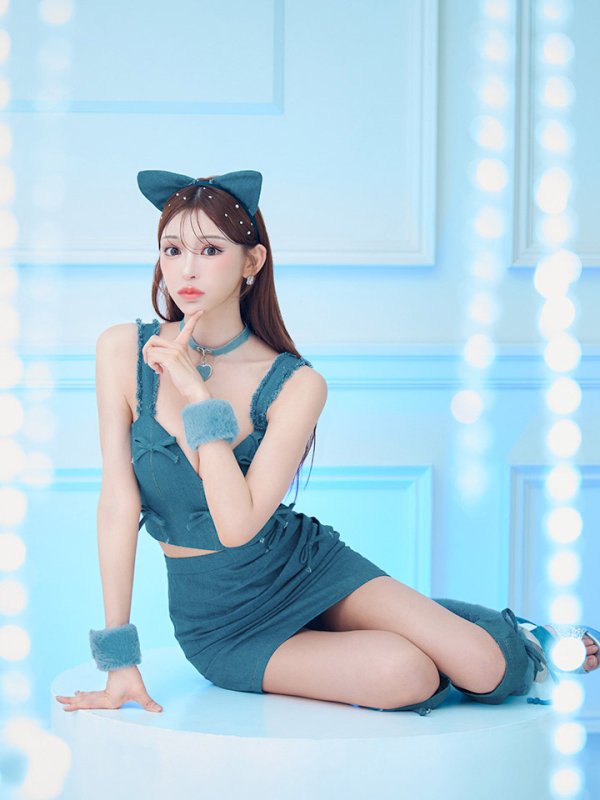 画像6: 【SALE!!】【即日発送！】【ハロウィン】 キャットデニムセットアップ 【コスプレ6点セット】 【XS-Lサイズ/1カラー】[OF04]