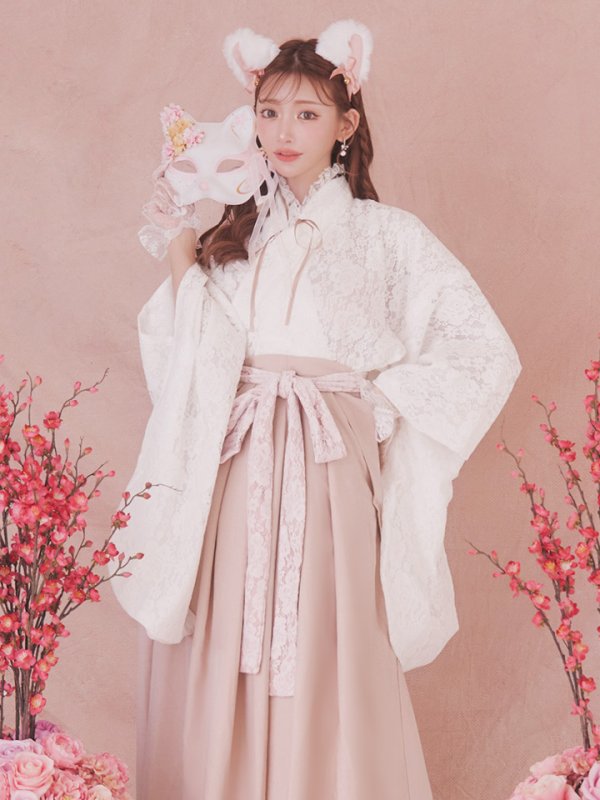 画像10: 【即日発送！】【ハロウィン】猫巫女レース袴 【コスプレ5点セット】 【FREEサイズ/2カラー】[HC03-OMN]