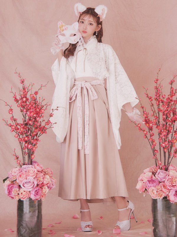 画像5: 【即日発送！】【ハロウィン】猫巫女レース袴 【コスプレ5点セット】 【FREEサイズ/2カラー】[HC03-OMN]