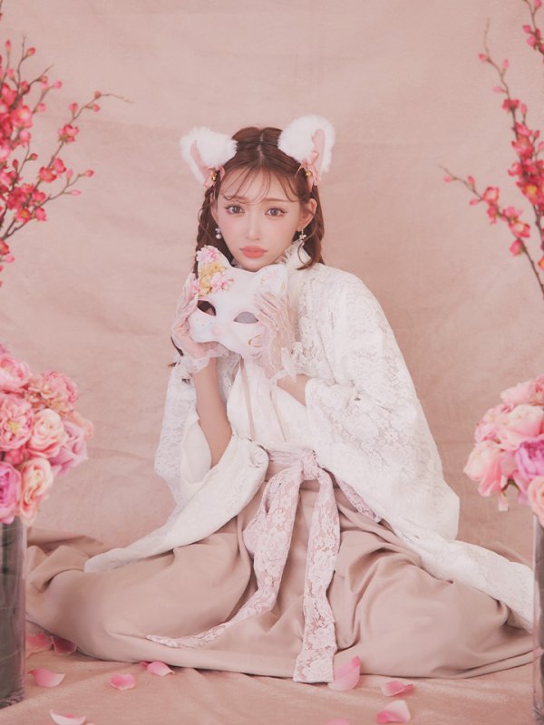 画像6: 【即日発送！】【ハロウィン】猫巫女レース袴 【コスプレ5点セット】 【FREEサイズ/2カラー】[HC03-OMN]