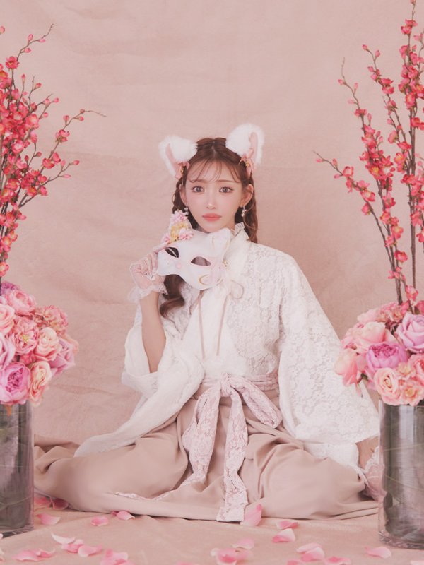 画像7: 【即日発送！】【ハロウィン】猫巫女レース袴 【コスプレ5点セット】 【FREEサイズ/2カラー】[HC03-OMN]