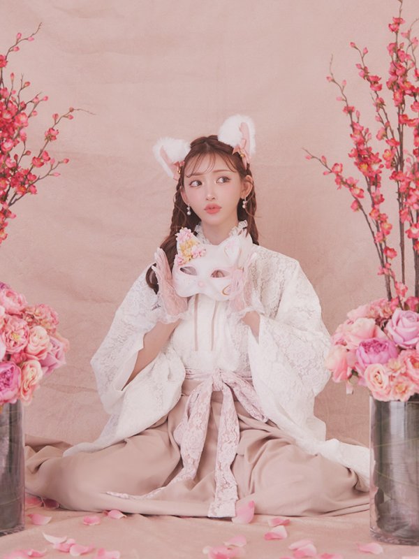 画像8: 【即日発送！】【ハロウィン】猫巫女レース袴 【コスプレ5点セット】 【FREEサイズ/2カラー】[HC03-OMN]