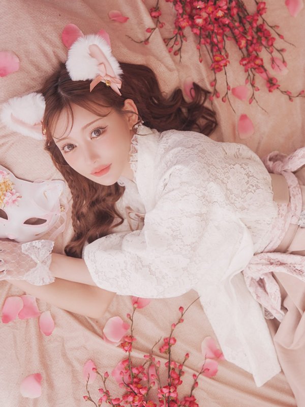 画像9: 【即日発送！】【ハロウィン】猫巫女レース袴 【コスプレ5点セット】 【FREEサイズ/2カラー】[HC03-OMN]