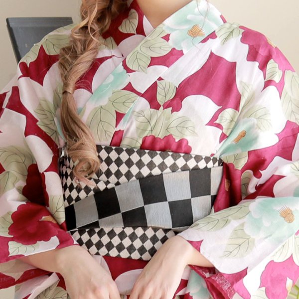 画像4: 【即日発送】【高級浴衣】椿浴衣三点セット[YMT]