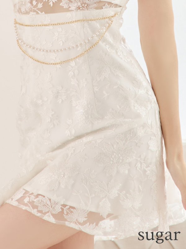 画像12: 【Jessica/ジェシカ】 フラワーレース/ ゴールドチェーン/ キャミソール/ 裾フリル/ アシンメトリー/ フレア/ Aライン/ ミニドレス/ キャバドレス【HC03】