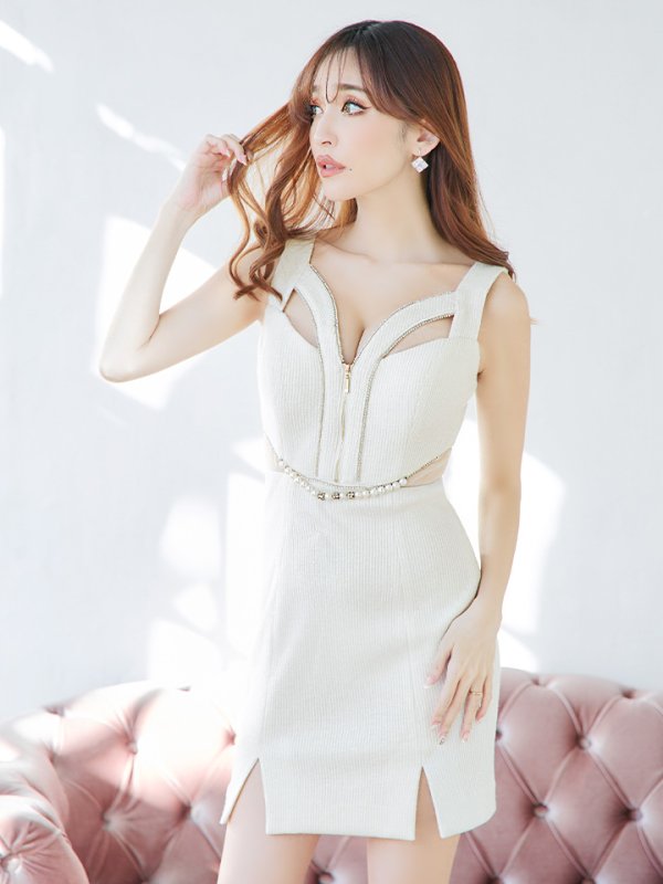 画像4: 【Jessica/ジェシカ】ラメニット/ フロントジップ/ ノースリーブ/ カットアウト/ タイト/ ミニドレス/ キャバドレス【HC03】