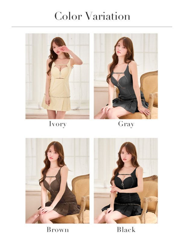 画像15: 【Jessica/ジェシカ】ビジュー/ バストジップ/ プリーツスカート/ キャミ/ フレア/ ミニドレス/ キャバドレス【HC03】