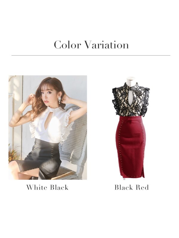 画像11: XS-Lサイズあり【Jessica/ジェシカ】カットアウト/バイカラー/ フラワーレース/ ストレッチ/ タイト/ ひざ丈/ミディアム/ミニドレス/ キャバドレス【HC03】