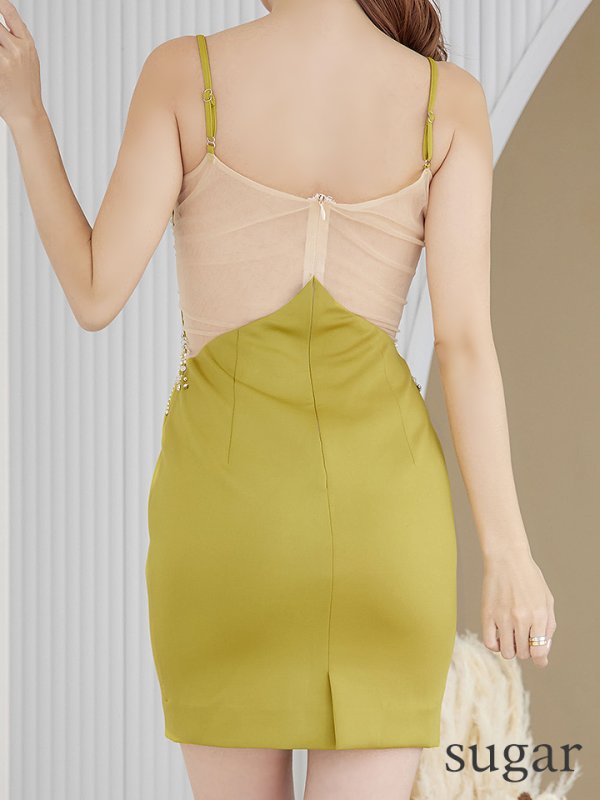 画像9: 訳あり商品☆汚れあり☆【Jessica/ジェシカ】ウエストカット/ シアーレース/ ビジュー/ キャミソール/ ストレッチ/ タイト/ ミニドレス/ キャバドレス【HC03】