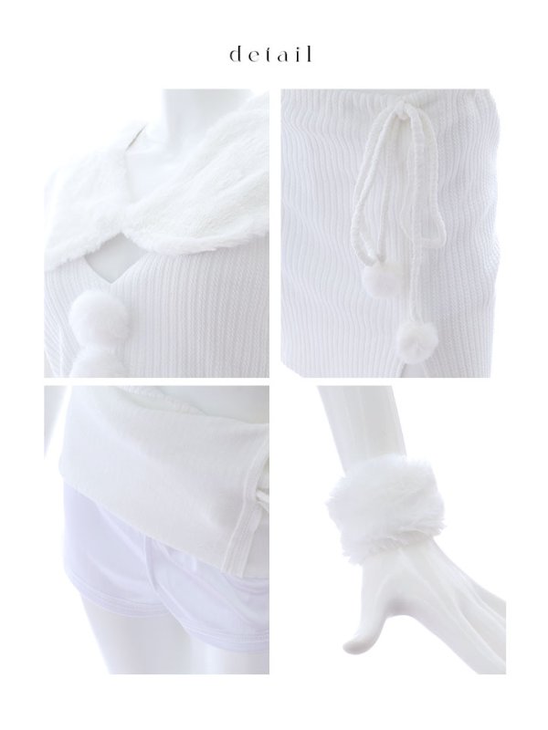 画像22: 【ノベルティ対象】【即日発送！】【サンタコス 5点セット】【XS-Lサイズ/1カラー】ファーティペット付きニットセットアップサンタコスプレ (SLG001) (SFB001) [YMT]