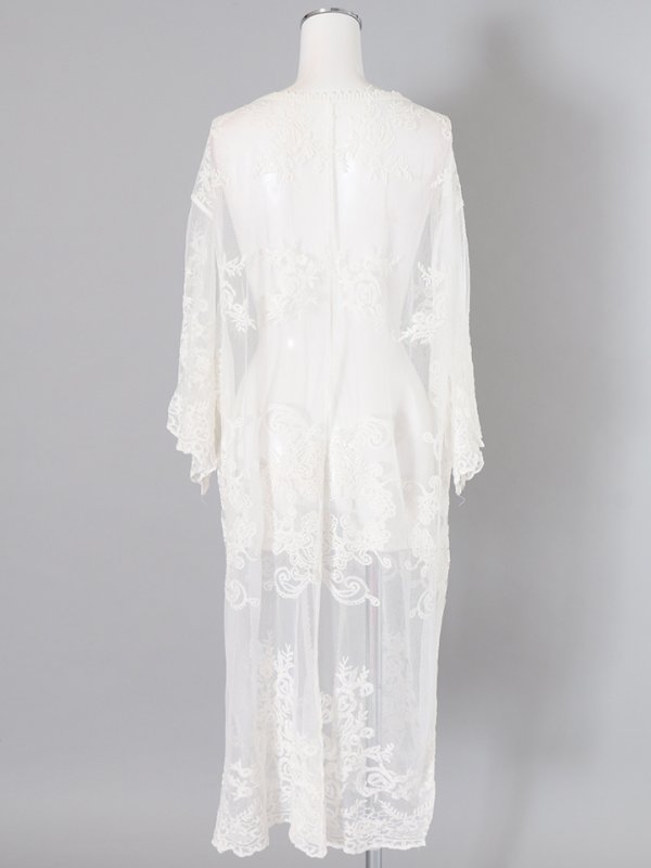 画像11: 【即日発送】【ビキニ】【水着小物：カーディガン】ロングスリーブレースカーディガン[YMT]