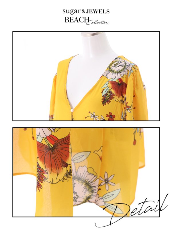 画像13: 【即日発送】【ビキニ】【水着】ボタニカルフラワーバンドゥビキニ/カーディガン[YMT]