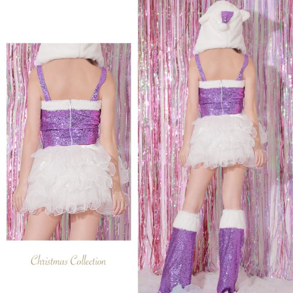 画像5: 【即日発送】【X'mas5点セット】杉山佳那恵ちゃんコラボ パープルグリッターキャットサンタコスプレ[YMT]