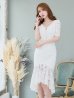 画像7: 【Kylie/カイリー】マーメイド/ フロントジップ/ 総レース/ 半袖/ 五分袖/ 袖あり/ フィッシュテール/ 膝丈/ ミディアムドレス/ キャバドレス【HC03】
