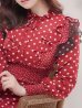 画像6: 【ERUKEI エルケイ】ドット/ ロングスリーブ/ 長袖/フリルデザイン/ 膝丈/ ミディアム/ マキシ丈/ ワンピース/ キャバドレス[OF2]
