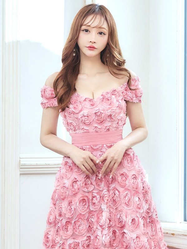 画像35: XLサイズあり【CLEO CLOE/ クレオ クロエ】 オケージョンドレス/ パーティードレス/ ステージドレス/ イベントドレス/ 立体フラワー/ オフショル/ スピンドル/ ロングドレス long[OF05]