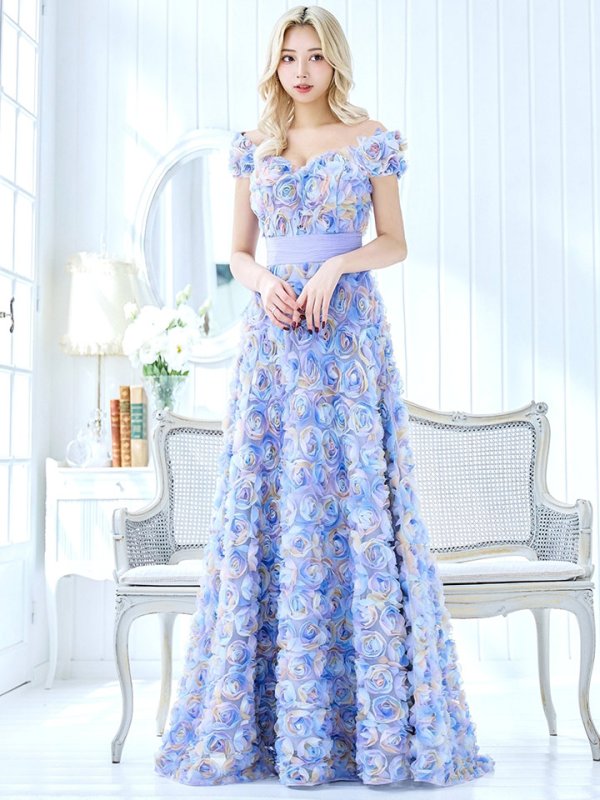 画像4: XLサイズあり【CLEO CLOE/ クレオ クロエ】 オケージョンドレス/ パーティードレス/ ステージドレス/ イベントドレス/ 立体フラワー/ オフショル/ スピンドル/ ロングドレス long[OF05]