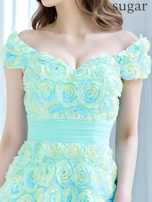 画像30: XLサイズあり【CLEO CLOE/ クレオ クロエ】 オケージョンドレス/ パーティードレス/ ステージドレス/ イベントドレス/ 立体フラワー/ オフショル/ スピンドル/ ロングドレス long[OF05]