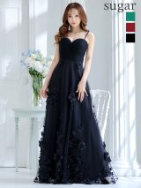 XLサイズあり【CLEO CLOE/ クレオ クロエ】 オケージョンドレス/ パーティードレス/ ステージドレス/ イベントドレス/ 立体フラワー/ キャミソール/ Aライン/ フレア/ ロングドレス long[OF05]