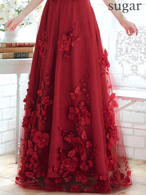 ダークレッド モデル:ゆめ 身長:160cm 着用サイズ:8号(Sサイズ)