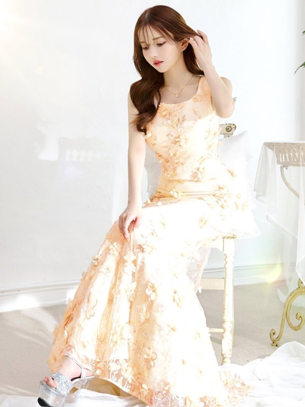 画像4: XLサイズあり【CLEO CLOE/ クレオ クロエ】 オケージョンドレス/ パーティードレス/ ステージドレス/ イベントドレス/ 立体フラワー/ ノースリーブ/ マーメイド/ ロングドレス long[OF05]