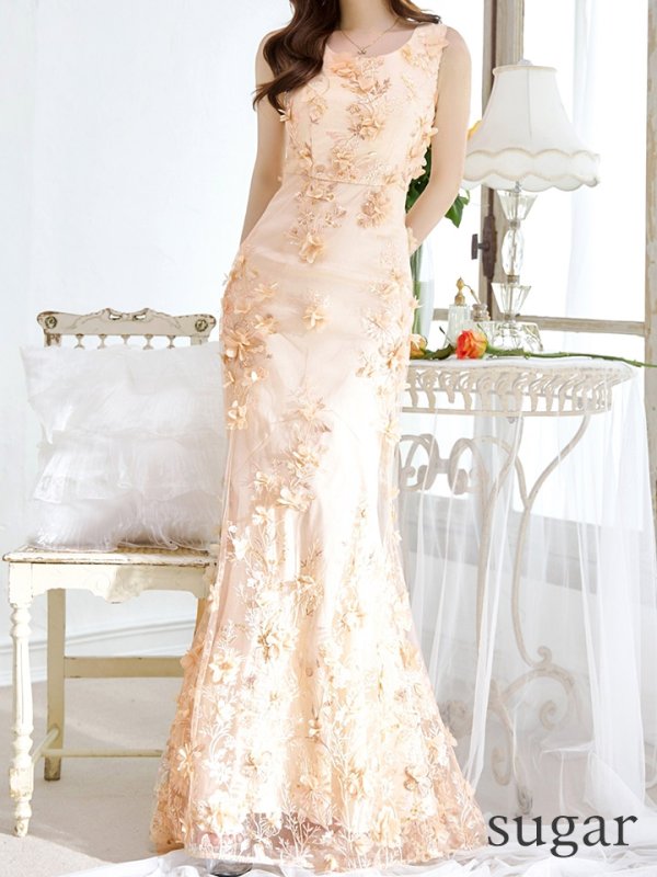 画像8: XLサイズあり【CLEO CLOE/ クレオ クロエ】 オケージョンドレス/ パーティードレス/ ステージドレス/ イベントドレス/ 立体フラワー/ ノースリーブ/ マーメイド/ ロングドレス long[OF05]