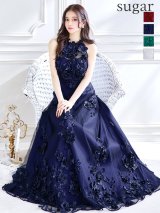 Lサイズあり【CLEO CLOE/ クレオ クロエ】 オケージョンドレス/ パーティードレス/ ステージドレス/ イベントドレス/ 立体フラワー刺繍/ アメリカンスリーブ/ Aライン/ フレア/ ロングドレス long[OF05]