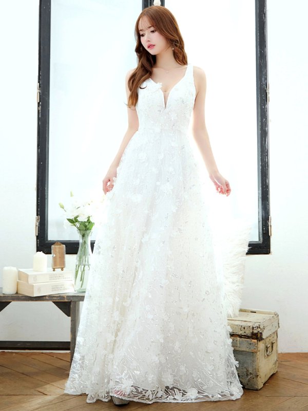 画像5: XLサイズあり【CLEO CLOE/ クレオ クロエ】 オケージョンドレス/ パーティードレス/ ステージドレス/ イベントドレス/ 立体フラワー/ ノースリーブ/ Aライン/ フレア/ ロングドレス long[OF05]