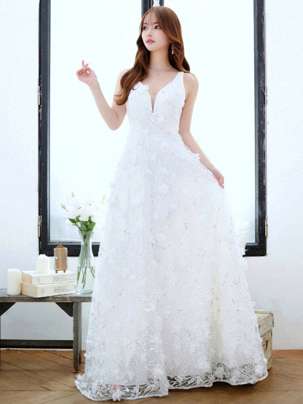 画像6: XLサイズあり【CLEO CLOE/ クレオ クロエ】 オケージョンドレス/ パーティードレス/ ステージドレス/ イベントドレス/ 立体フラワー/ ノースリーブ/ Aライン/ フレア/ ロングドレス long[OF05]