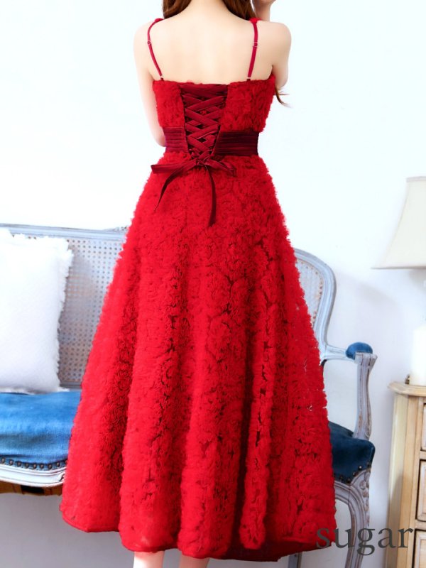 画像12: Lサイズあり【CLEO CLOE/ クレオ クロエ】 パーティードレス/ ステージドレス/ イベントドレス/ 立体フラワー/ バストシアー/ フレア/ ミモレ丈/ ミディアムドレス long[OF05]