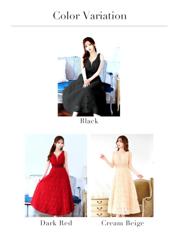 画像22: Lサイズあり【CLEO CLOE/ クレオ クロエ】 パーティードレス/ ステージドレス/ イベントドレス/ 立体フラワー/ バストシアー/ フレア/ ミモレ丈/ ミディアムドレス long[OF05]