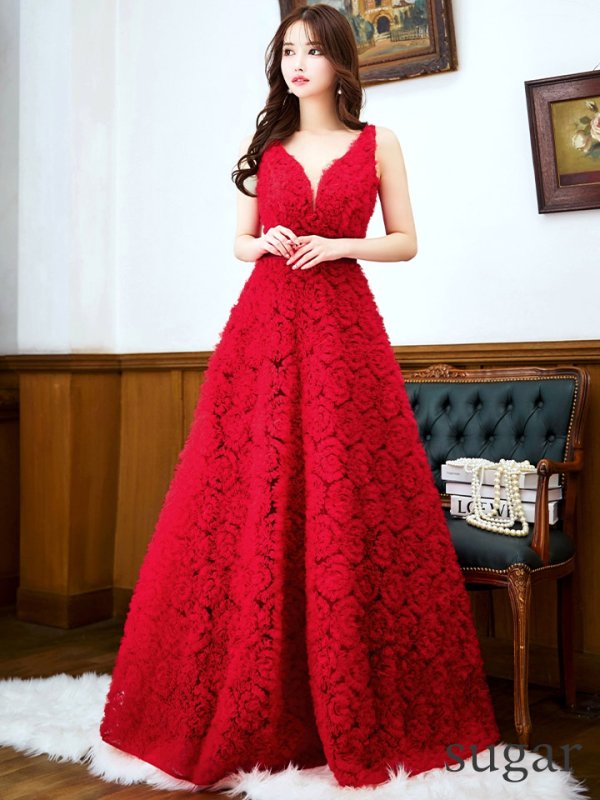 画像16: XLサイズあり【CLEO CLOE/ クレオ クロエ】 オケージョンドレス/ パーティードレス/ ステージドレス/ イベントドレス/ 立体フラワー/ レース/ ノースリーブ/ Aライン/ フレア/ ロングドレス long[OF05]