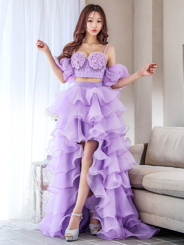 ラベンダー　モデル：真優川咲　身長：158cm　着用サイズ：8号(Sサイズ)