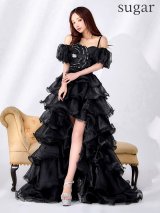 S-XLサイズあり【CLEO CLOE/ クレオ クロエ】立体フラワー/ パーティードレス/ ステージドレス/ イベントドレス/ フリル/ キャミソール/ 2way/ オフショル/ 袖付き/ テールカット/ セットアップ/ ロングドレス long[OF05]