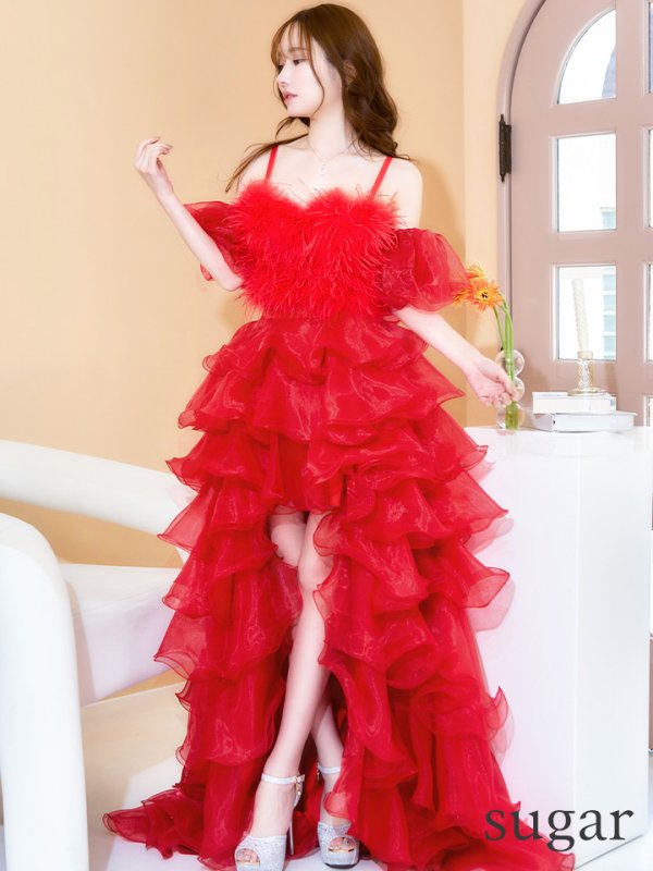 ダークレッド モデル:ゆめ 身長:160cm 着用サイズ:8号(Sサイズ)