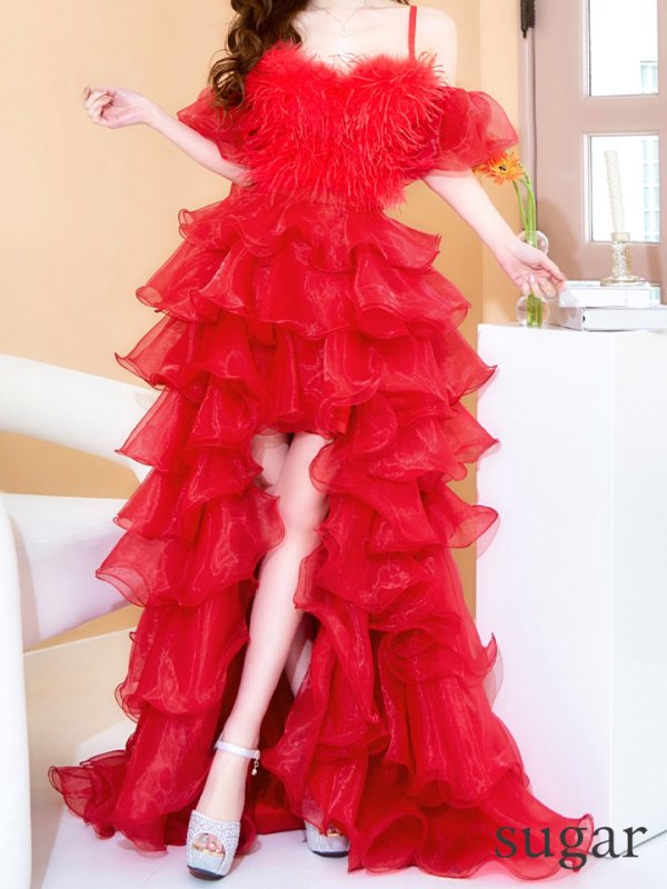 ダークレッド モデル:ゆめ 身長:160cm 着用サイズ:8号(Sサイズ)