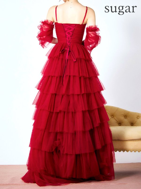 ダークレッド モデル：ゆめ　身長：160cm　着用サイズ：8号(Sサイズ)