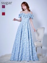 L・XL・XXLサイズあり【CLEO CLOE/ クレオ クロエ】 オケージョンドレス/ パーティードレス/ ステージドレス/ イベントドレス/ フラワージャガード/ オフショル/ フリル/ Aライン/ フレア/ ロングドレス long[OF05]