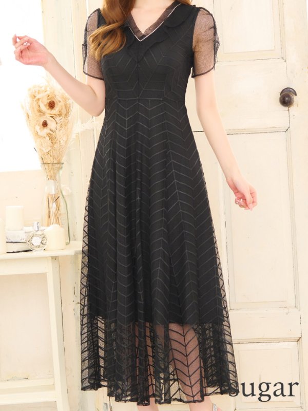 画像9: XS-Lサイズあり 【GINZA COUTURE/銀座クチュール】シースルー/ ワンカラー/ 半袖/ マキシ丈/ワンピース/ミニドレス/ キャバドレス[OF2]