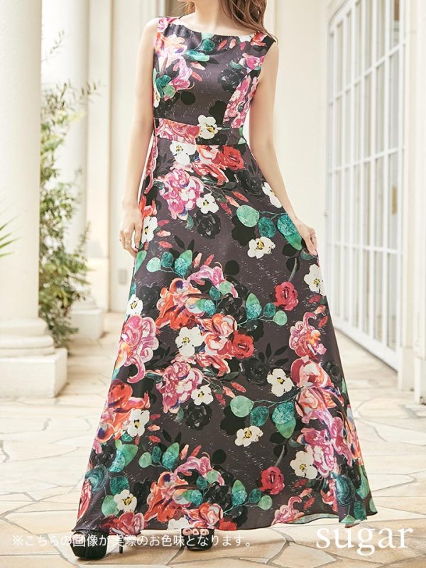 画像17: 【ERUKEI エルケイ】Aライン/フラワープリント/ノースリ /ロング/ロングドレス /キャバドレスlong[OF2]