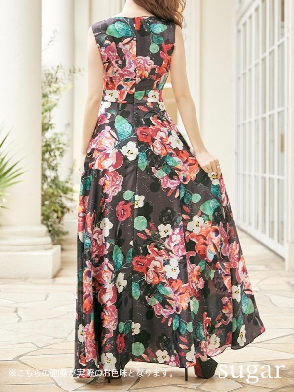 画像18: 【ERUKEI エルケイ】Aライン/フラワープリント/ノースリ /ロング/ロングドレス /キャバドレスlong[OF2]